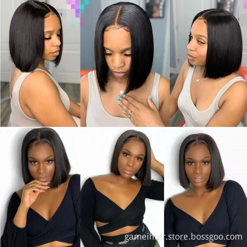 Top Selling Wholesale Bob Style Short Wig Brazilian Lace Front Wig Virgin Human Hair Bob Wigs For Black Women